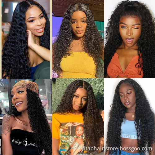 FZY Wholesale Price Good Omens Cosplay natural black middle part long water wave curly  Synthetic hair Wigs Vendor